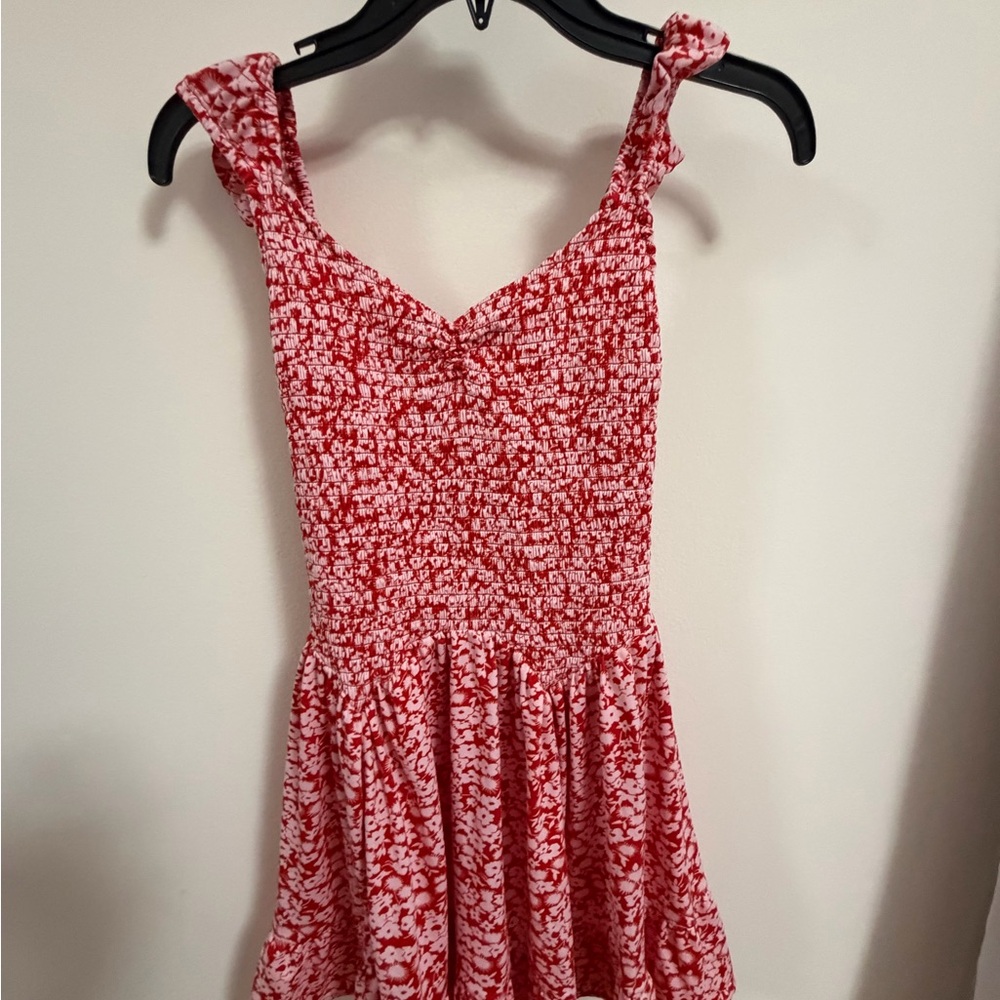 Red and White Smocked Sundress